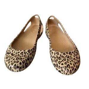 Crocs Ballet Flats Women’s Size 7 Animal Print Cheetah Leopard Comfort Slip On